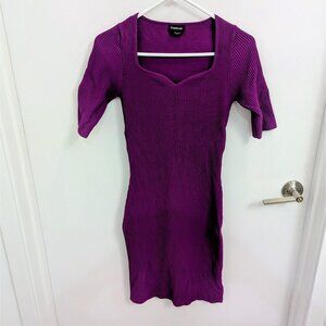 Purple Sweetheart Neckline Bodycon Stretchy Sweater Dress Bebe XS